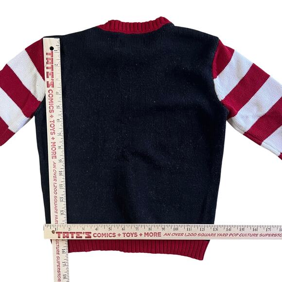 Vintage Kids Ugly Christmas Sweater Santa Hockey Knit Red Green - Picture 3 of 5